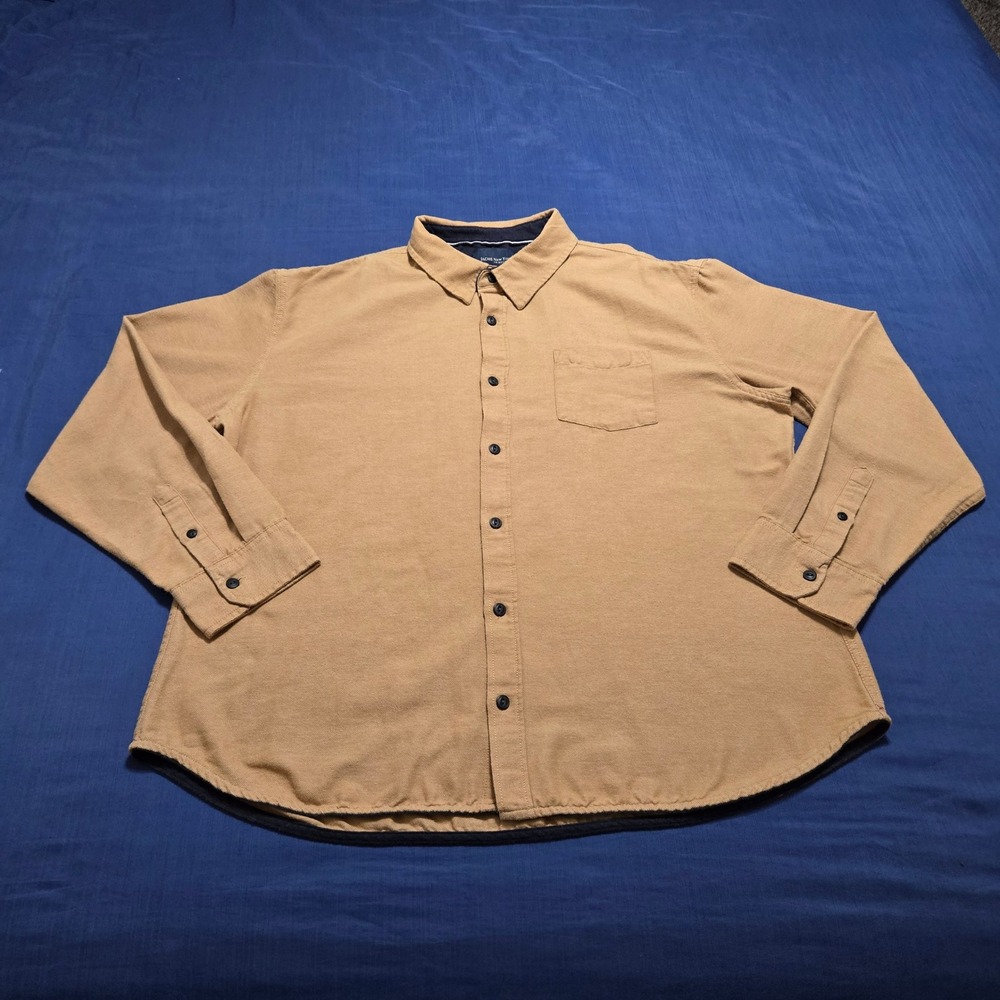 JACHS‎ New York Button Down Shirt Mens 2XL Camel Excellent Long Sleeve Twill
